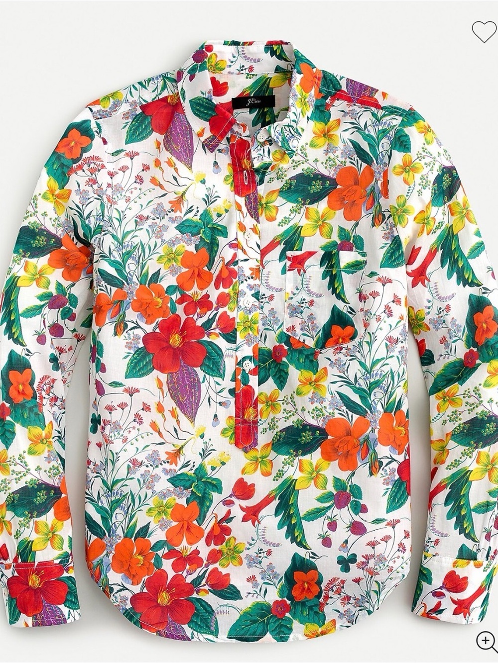 J Crew White Tropical Garden Floral Button Down Shirt Size 10 EUC